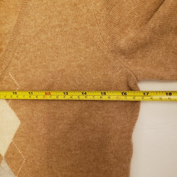Lord & Taylor Cashmere Argyle V-Neck Long Sleeve Pullover Sweater - Picture 6 of 11